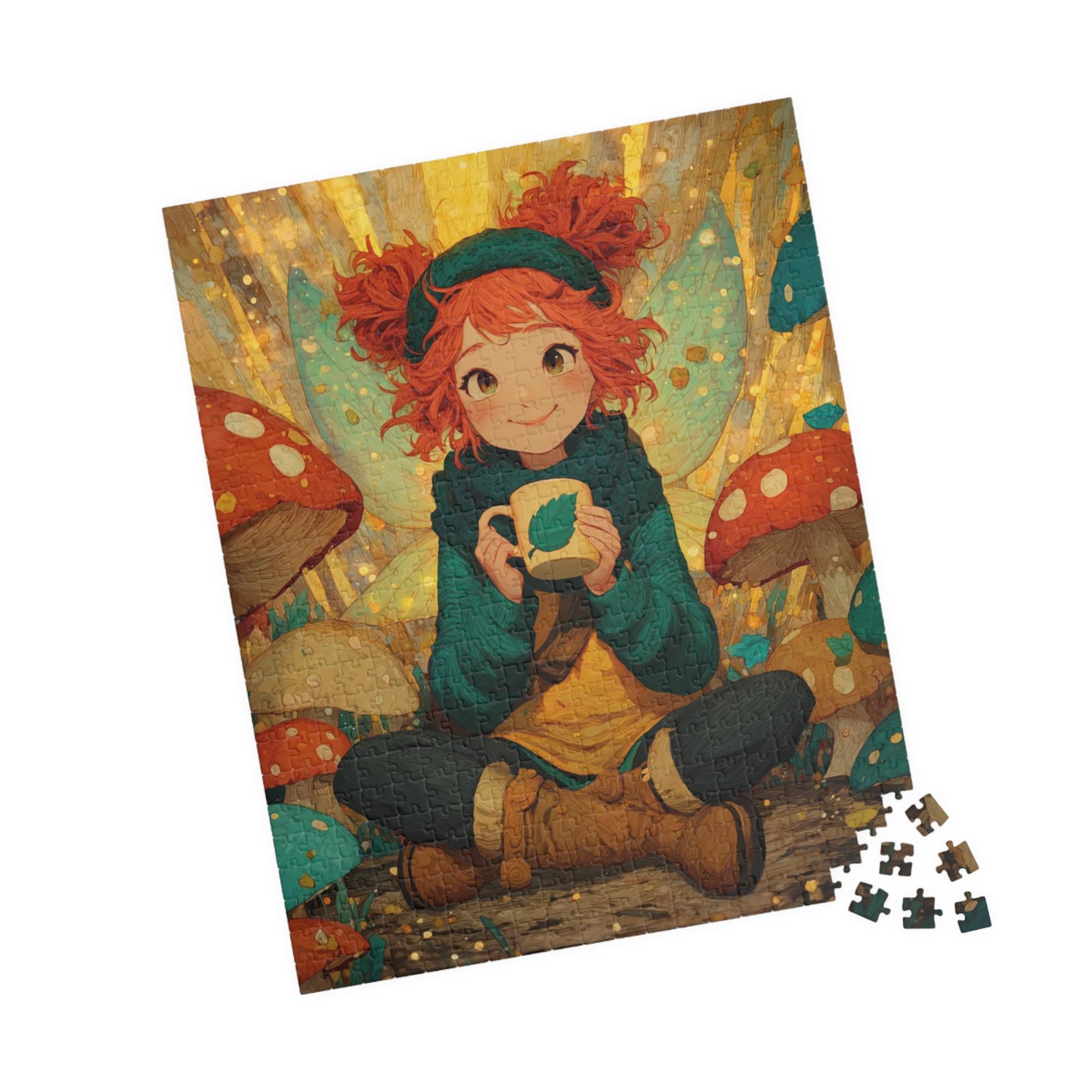 Playful Fantasy Fairy Jigsaw Puzzle – Cheerful Woodland Cartoon Art with Mushrooms 520 pcs (Vertical) Puzzle The Puzzle Chest