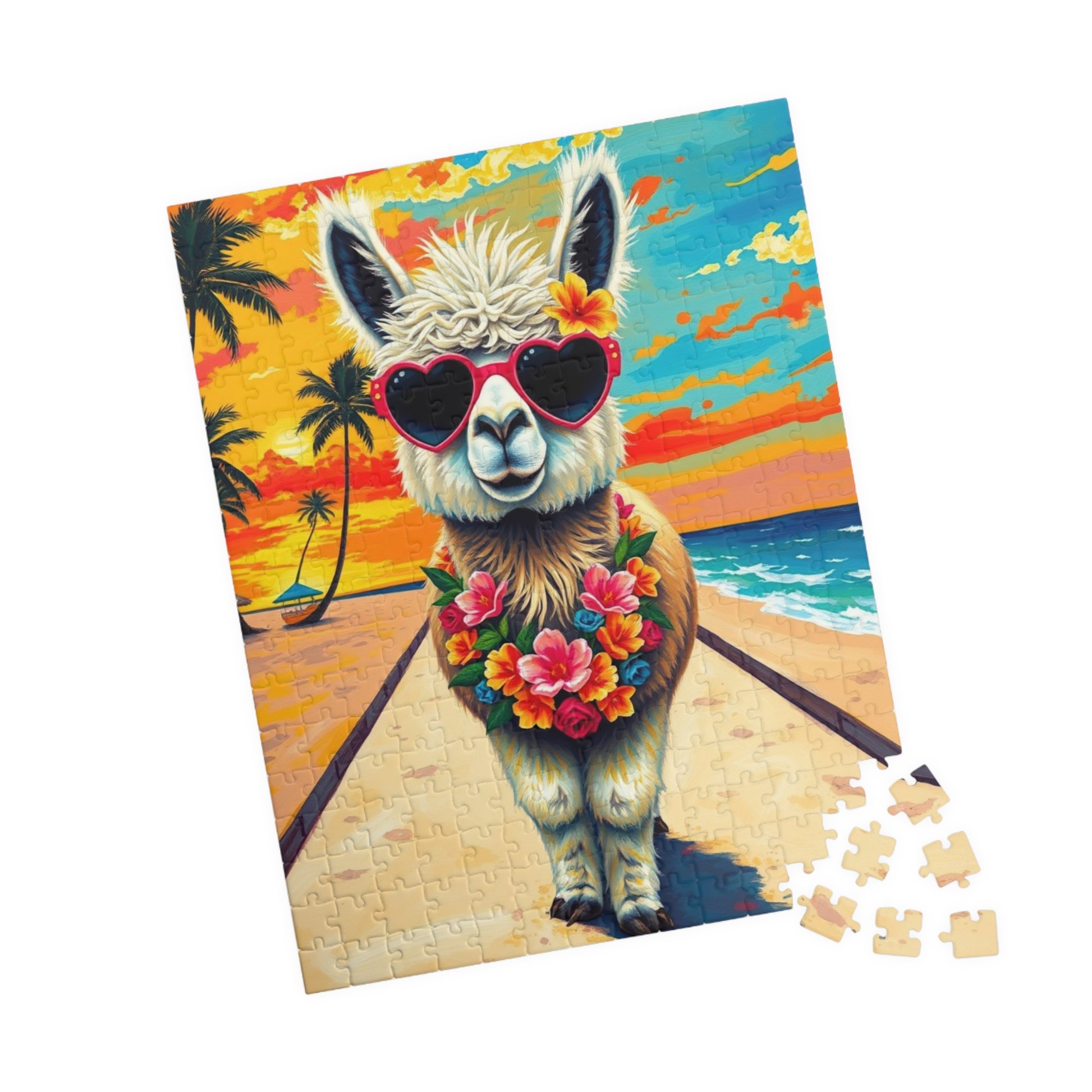 Whimsical Llama Jigsaw Puzzle, Beach Scene, Fun Family Game, Unique Gift for Adults, Perfect for Animal Lovers Puzzle The Puzzle Chest