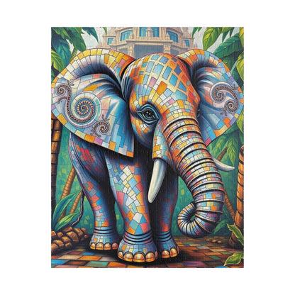 Majestic Mosaic Elephant Jigsaw Puzzle, Unique Mosaic Tile Artwork in a Jungle Setting, Challenging Animal Puzzle for Adults, Unique Gift 520 pcs (Vertical) Puzzle The Puzzle Chest
