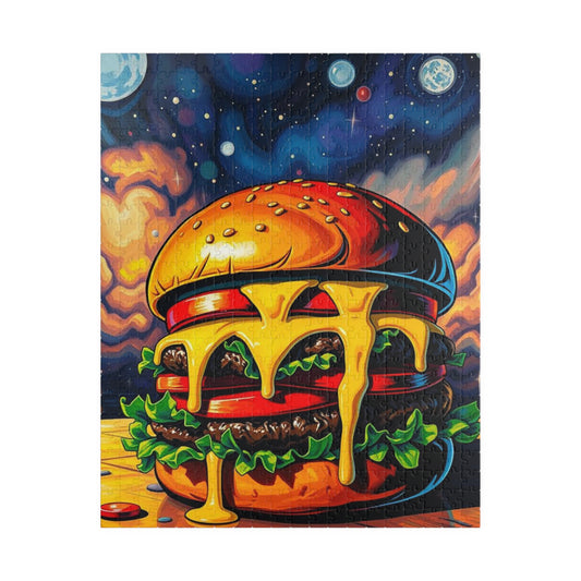 Cheesy Burger Puzzle, Pop Art Jigsaw Game for Adults, Fun Food Art Jigsaw, 110-1014 Piece Puzzles, Gift for Food Lovers, Game Night Activity 520 pcs (Vertical) Puzzle The Puzzle Chest