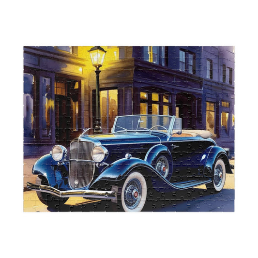 Vintage Car Puzzle, 1930s Convertible Retro Streetlamp Jigsaw Game, Brain Teaser, Family Activity, Home Decor, Holiday Gift for Him or Her 252 pcs (Horizontal) Puzzle The Puzzle Chest