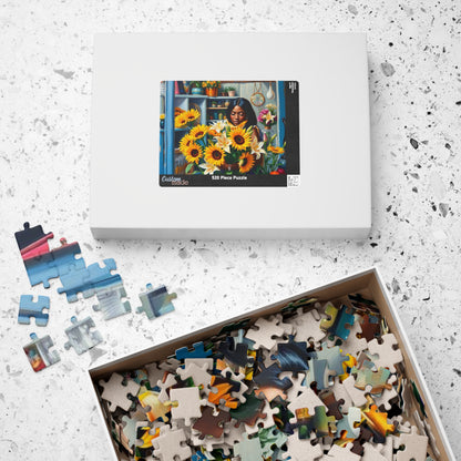 Flower Shop Jigsaw Puzzle - Black Woman Art Beautiful Puzzle for Relaxation Holiday Birthday Gift for Her Home Entertainment Mindful Moments Puzzle The Puzzle Chest