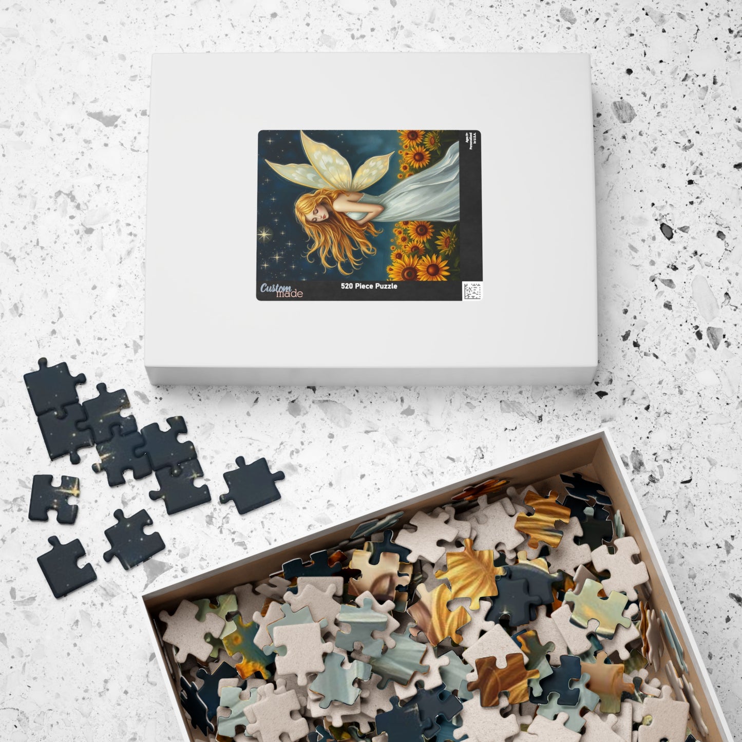 Starry Night Fairy Jigsaw Puzzle - Sunflower Field Under Moonlight Sky 110-1014-Pieces Ideal for Gifts, Family Fun, Cozy Nights, Home Decor