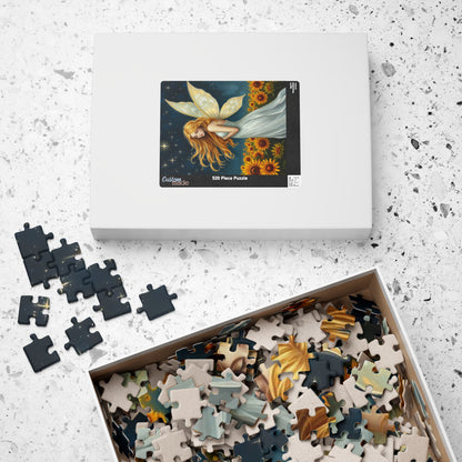 Starry Night Fairy Jigsaw Puzzle - Sunflower Field Under Moonlight Sky 110-1014-Pieces Ideal for Gifts, Family Fun, Cozy Nights, Home Decor