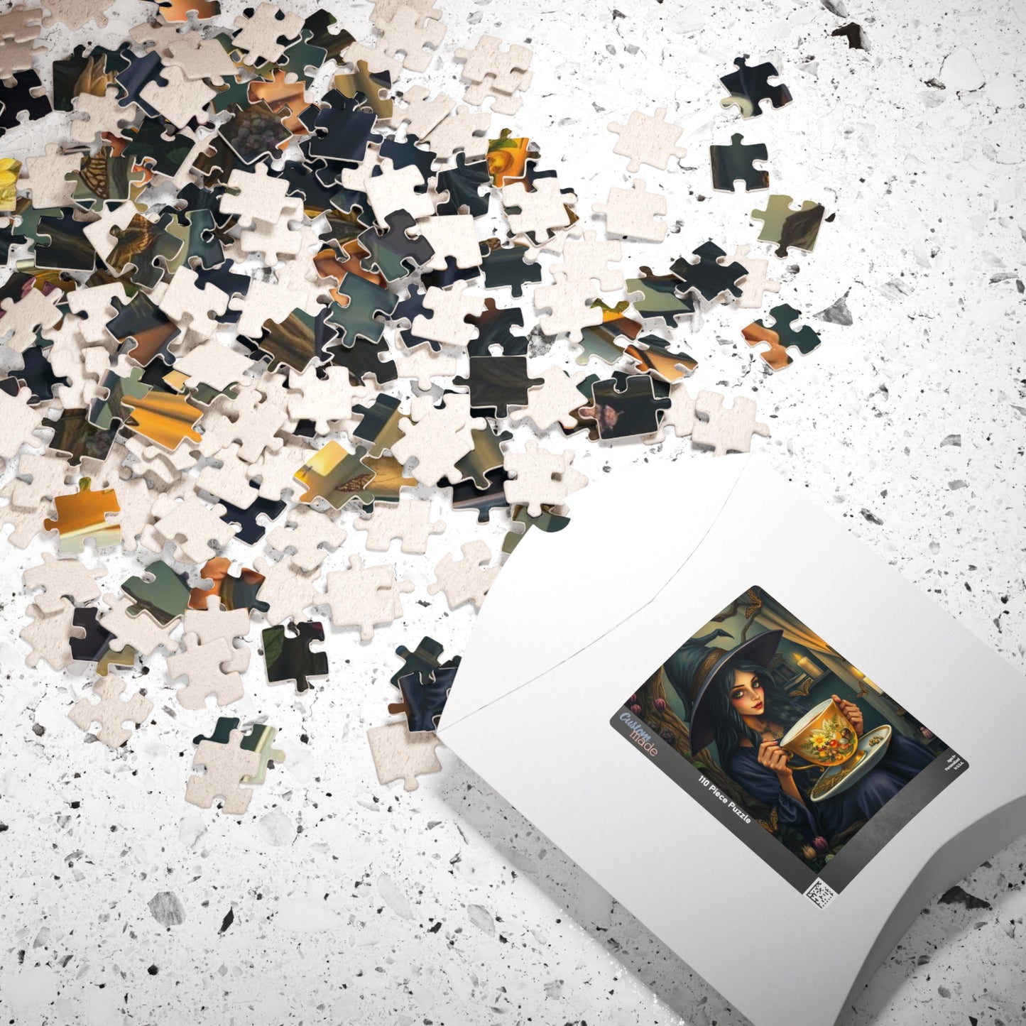 Witch's Teatime Jigsaw Puzzle, Spooky Fun for Halloween, Family Game Night, Cozy Nights, Unique Holiday Birthday Gift for Puzzle Lover