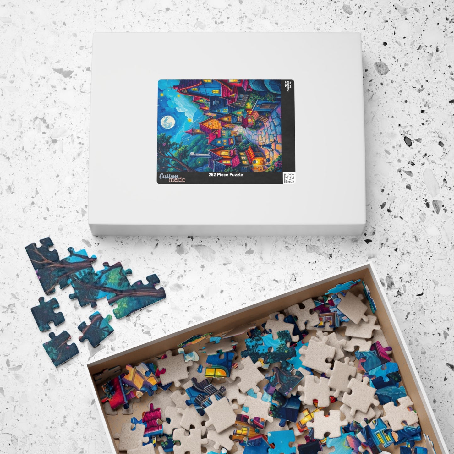 Vibrant Village Puzzle (110-1014 Piece), Cozy Moonlit Town Jigsaw Game for Adults, Family Activity, Gift for Puzzle Lovers, Mindfulness The Puzzle Chest