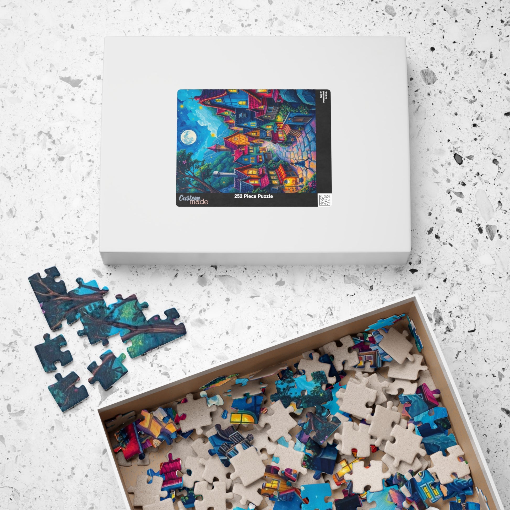 Vibrant Village Puzzle (110-1014 Piece), Cozy Moonlit Town Jigsaw Game for Adults, Family Activity, Gift for Puzzle Lovers, Mindfulness The Puzzle Chest