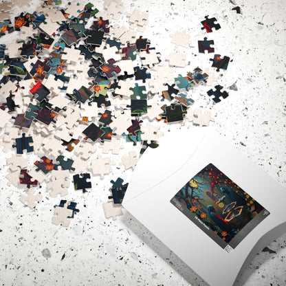 Ghostly Gothic Garden Puzzle, Dark Fantasy Scene with Glowing Flowers and Hooded Figures, Quiet Leisure Staycation Activity for Puzzle Lover Puzzle The Puzzle Chest
