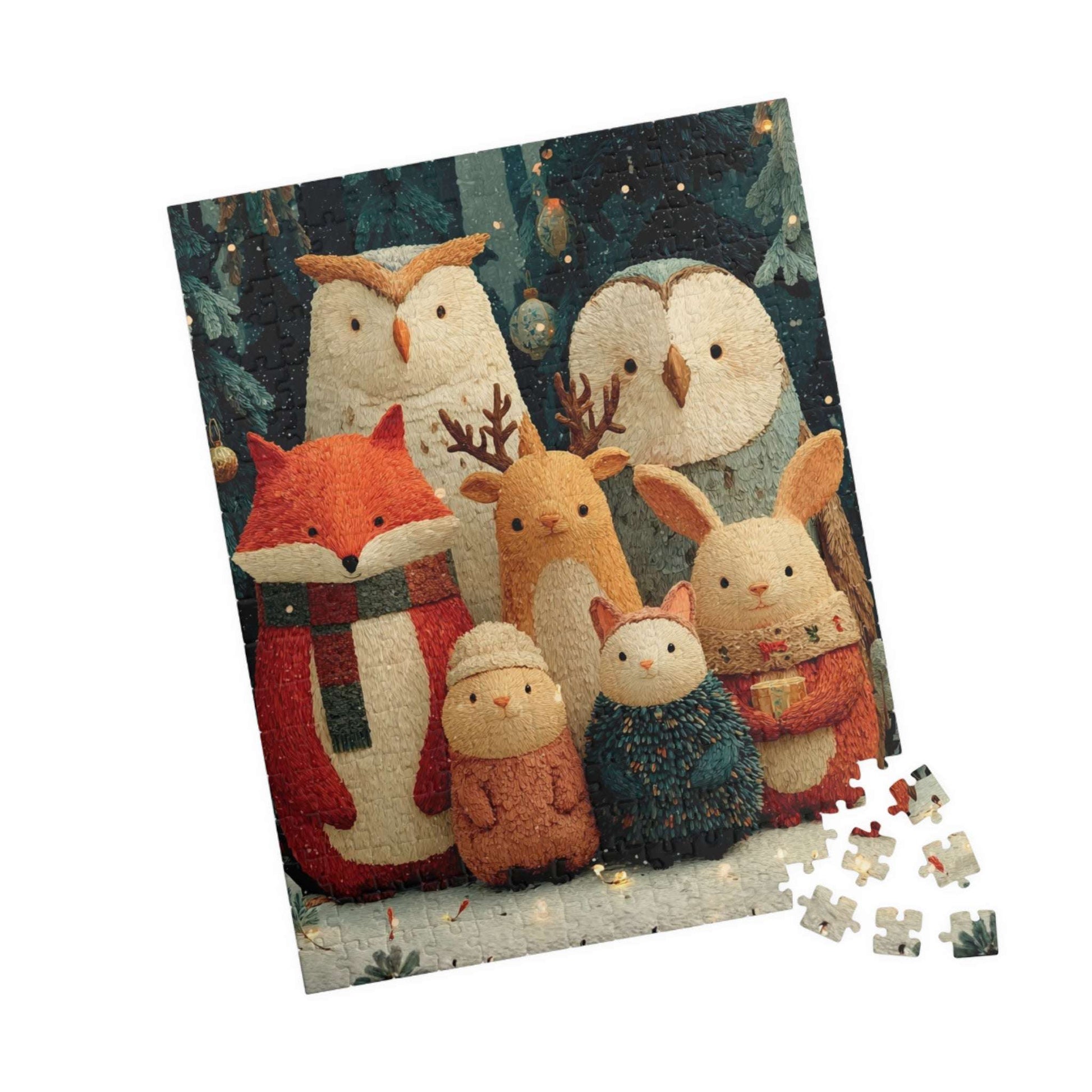 Cozy Animal Friends Jigsaw Puzzle for Family Fun, Holiday Gift, Winter Decor, Home Entertainment, Brain Teaser 252 pcs (Vertical) Puzzle The Puzzle Chest