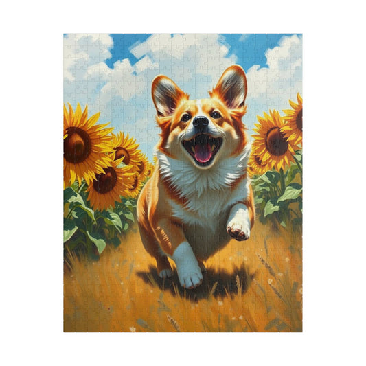 Corgi Running Through Sunflowers Puzzle, 110-1014 Piece Jigsaw, Pet Lover Gift, Cute Animal Decor, Family Activity, Dog Lover Fun 520 pcs (Vertical) Puzzle The Puzzle Chest