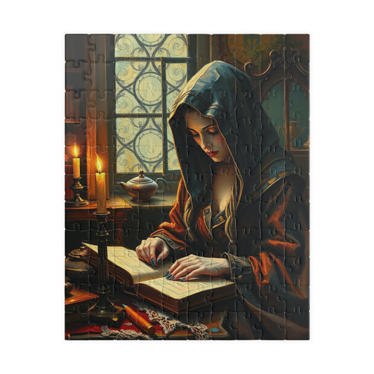 Mystical Gothic Art Puzzle, 110-1014 Piece Study Room Scene, Jigsaw Game for Relaxation, Ideal Gift for Puzzle Lovers, Entertaining Pastime 110 pcs (Vertical) Puzzle The Puzzle Chest