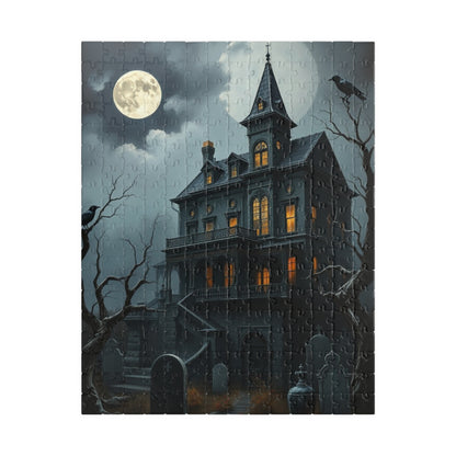 Haunted House Puzzle - 110-1014 Pieces Spooky Night Scene, Halloween Solo Fun Family Game Night, Gothic Art Lover and Puzzle Enthusiast Gift 252 pcs (Vertical) Puzzle The Puzzle Chest