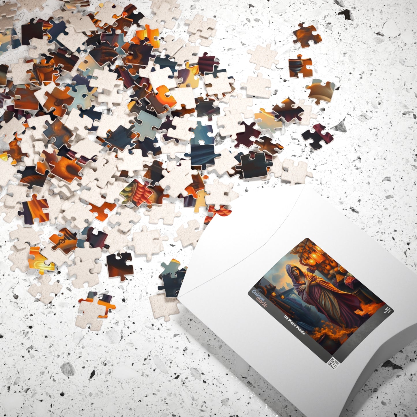 Enchanted Genie Puzzle, Market at Dusk Scene Mythical Jigsaw Game, 110 252 520 1014 Piece, Challenging Fantasy Art, Relaxing Mindful Gift