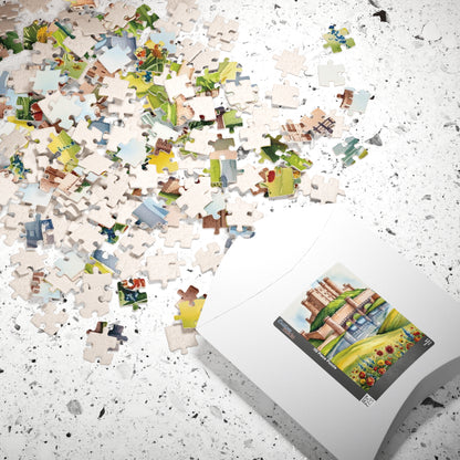 Enchanted Castle Landscape Jigsaw Puzzle, Rolling Hills and Fairytale Fortress, Ideal Gift for Medieval Art Enthusiast, Staycation Activity Puzzle The Puzzle Chest