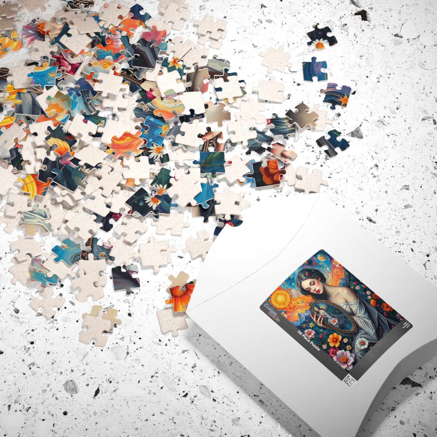 Dreamlike Self-Reflection Jigsaw Puzzle with Vibrant Flowers and Stars, Frida Kahlo Inspired, 110-1014 Piece Gift for Puzzle Art Lover Puzzle The Puzzle Chest