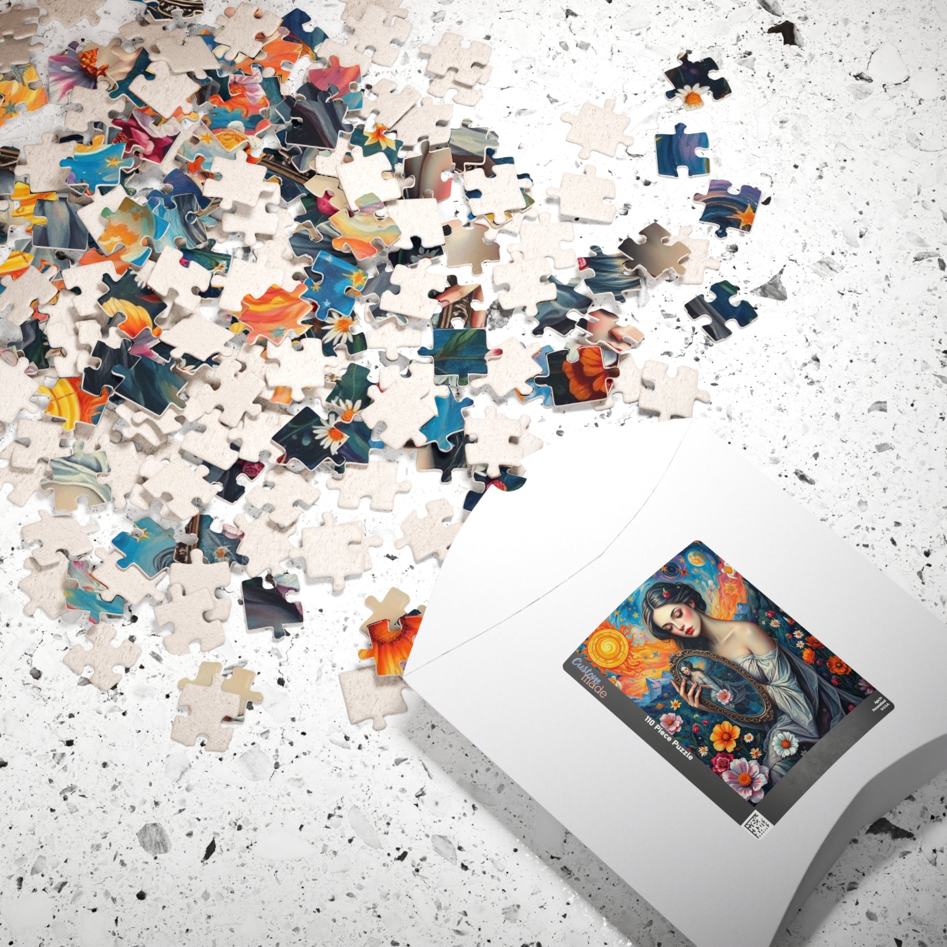 Dreamlike Self-Reflection Jigsaw Puzzle with Vibrant Flowers and Stars, Frida Kahlo Inspired, 110-1014 Piece Gift for Puzzle Art Lover Puzzle The Puzzle Chest