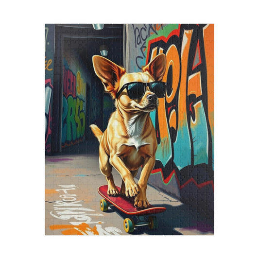 Cool Skateboarding Dog Puzzle - Pop Art Jigsaw Game, Gift for Dog Lover, Family Game Night, Indoor Activity Brain Teaser 520 pcs (Vertical) Puzzle The Puzzle Chest