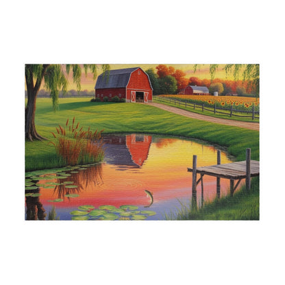 Farm Pond Puzzle, Scenic Nature Landscape Jigsaw Game, Perfect for Family Fun, Cozy Nights, Gifts 1014 pcs (Horizontal) Puzzle The Puzzle Chest