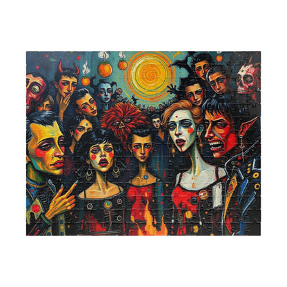 Artistic Halloween-Themed Puzzle, Colorful Character Collage, Perfect for Family Game Night or Solo Fun, Halloween Gift for Puzzle Lover 252 pcs (Horizontal) Puzzle The Puzzle Chest