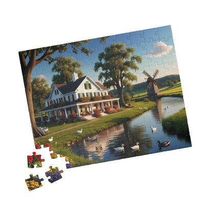 Quiet Farmstead Landscape Puzzle, Charming Summer Countryside Jigsaw Game for Family and Friends, Gift for Holidays Puzzle The Puzzle Chest