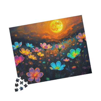 Flower Sunset Jigsaw Puzzle, Relaxing Night Sky Floral Artwork, Indoor Home Entertainment, Mindfulness Activity, Gift for Friends and Family Puzzle The Puzzle Chest