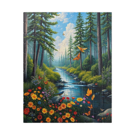 Nature Landscape Puzzle - Scenic Forest Butterflies, Relaxing Family Activity, Gift for Nature Lovers, Adult Jigsaw Game, Eco-Friendly Fun 110 pcs (Vertical) Puzzle The Puzzle Chest