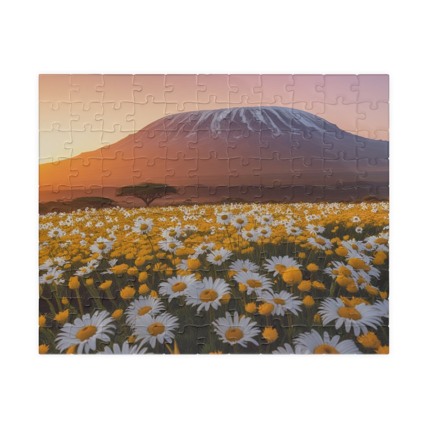 Mount Kilimanjaro Landmark Puzzle, African Daisies Sunrise Jigsaw Game, 252/520/1014 Pieces, Nature Lover Gift, Home Decor, African Safari 110 pcs (Horizontal) Puzzle The Puzzle Chest