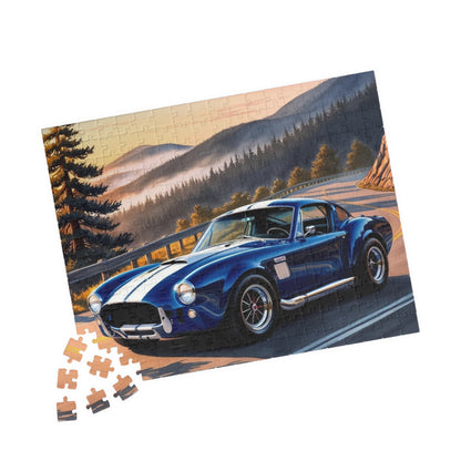 Vintage Car Puzzle, 1965 Cobra 427, Classic Muscle Car on a Scenic Mountain Road Jigsaw Game Puzzle The Puzzle Chest