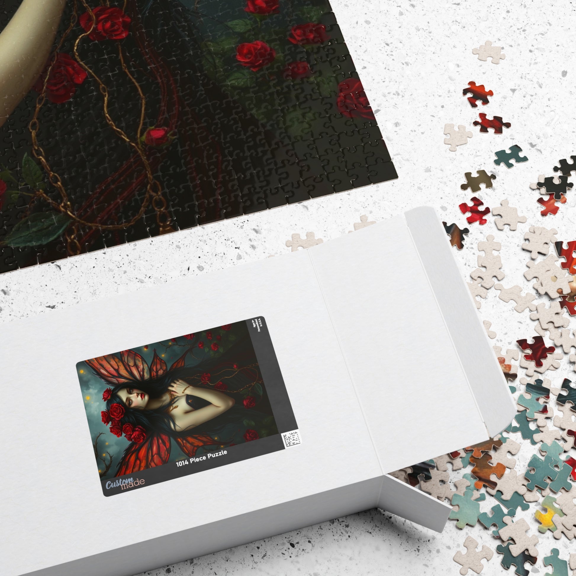 Midnight Rose Fairy Jigsaw Puzzle, Enchanting Mythical Creature, Gothic Art Gift for Fantasy Lover, Home Entertainment, Mindfulness Activity The Puzzle Chest