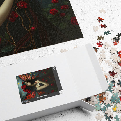 Midnight Rose Fairy Jigsaw Puzzle, Enchanting Mythical Creature, Gothic Art Gift for Fantasy Lover, Home Entertainment, Mindfulness Activity The Puzzle Chest