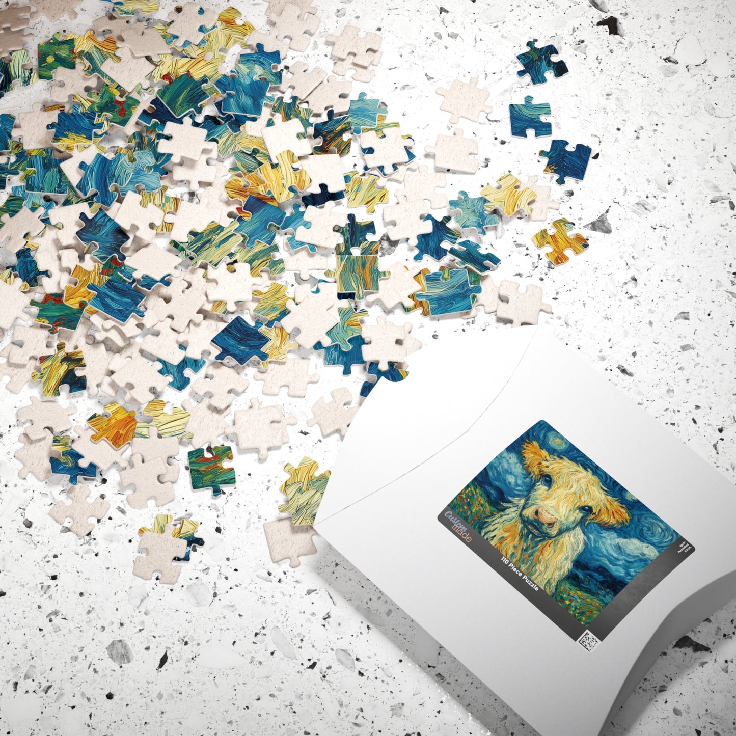 Van Gogh Style Highland Cow Puzzle | 110-1014 Piece Farm Animal Jigsaw Puzzle The Puzzle Chest