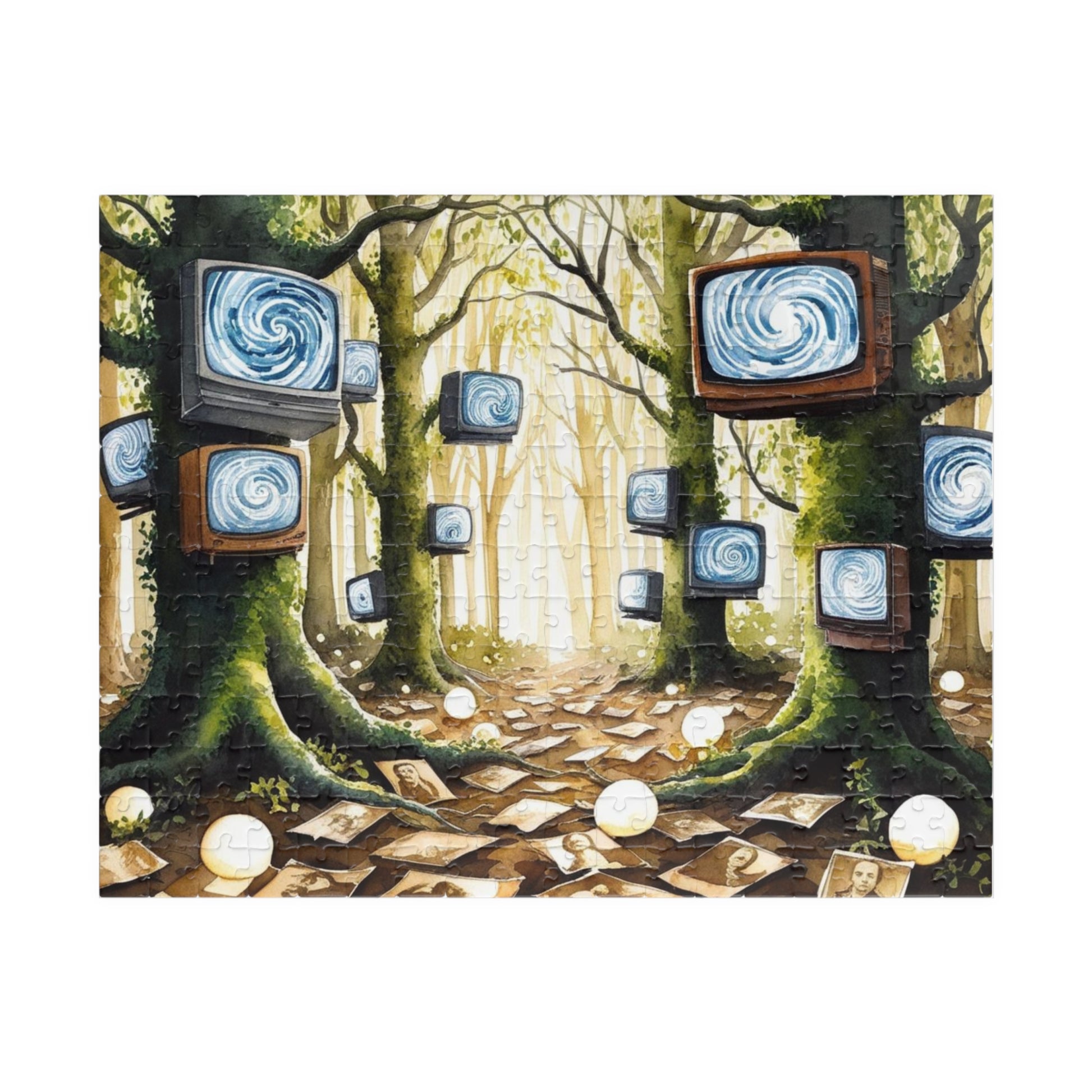 Fantasy Weirdcore Jigsaw Puzzle, Forest with TV Screens, Unique Puzzle, Mind-Bending Game, Interactive Family Activity, Home Entertainment Puzzle The Puzzle Chest