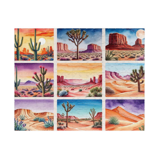 Desert Collage Jigsaw Puzzle, Cacti and Dunes Scene, Fun Game for Adults, Creative Activity, Gift Idea Nature Lover 252 pcs (Horizontal) Puzzle The Puzzle Chest