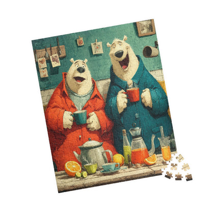 Cartoon Bear Tea Party – Whimsical Cute Animal Jigsaw Puzzle with Adorable Characters 520 pcs (Vertical) Puzzle The Puzzle Chest