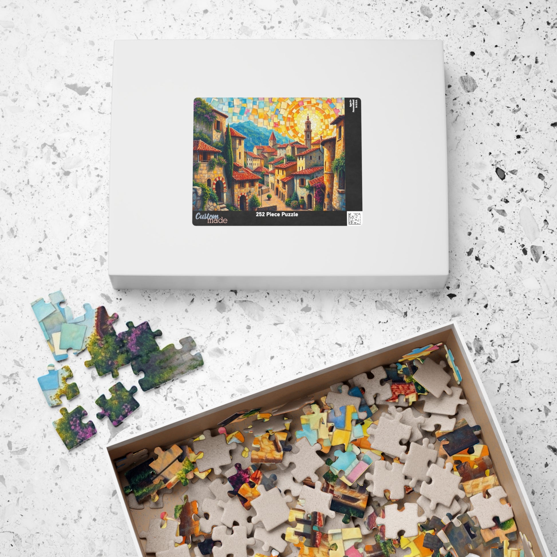 Quaint Medieval Village Mosaic Puzzle, 110 252 520 1014-Piece Jigsaw, Relaxing Mindfulness Activity, Family Friendly Tabletop Game, Hobby The Puzzle Chest