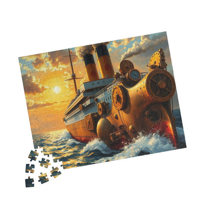 Steampunk Battleship Puzzle, Nautical Jigsaw Game for Adults, Ocean Theme Gift for Maritime Lovers, Family Fun Activity, Mental Exercise Puzzle The Puzzle Chest