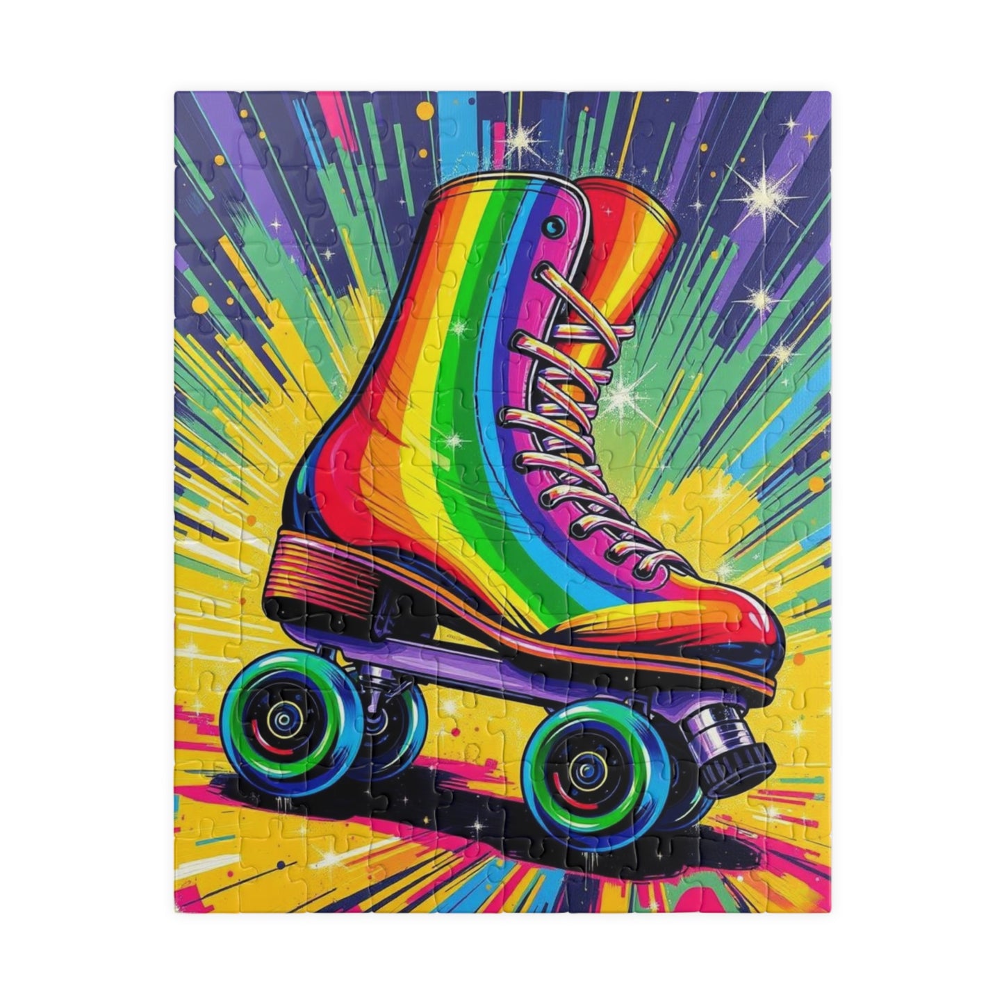 Rainbow Roller Skate Puzzle, Pop Art Jigsaw Fun Family Game, Colorful Home Entertainment, Gift for Hobbyist Puzzle Enthusiast 110 pcs (Vertical) Puzzle The Puzzle Chest