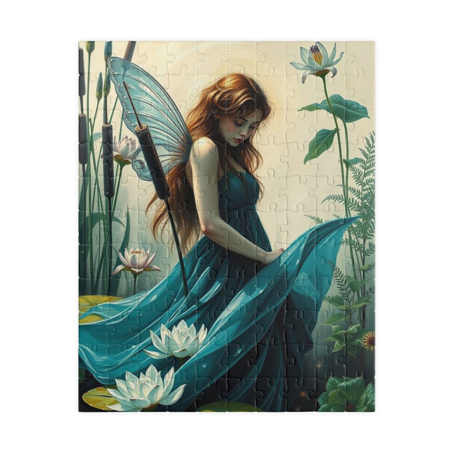 Lily Pond Secrets Fairy Puzzle, 110/252/520/1014-piece Fantasy Art Adult Jigsaw Game, Nature Lover Gift for Friend Holiday Birthday