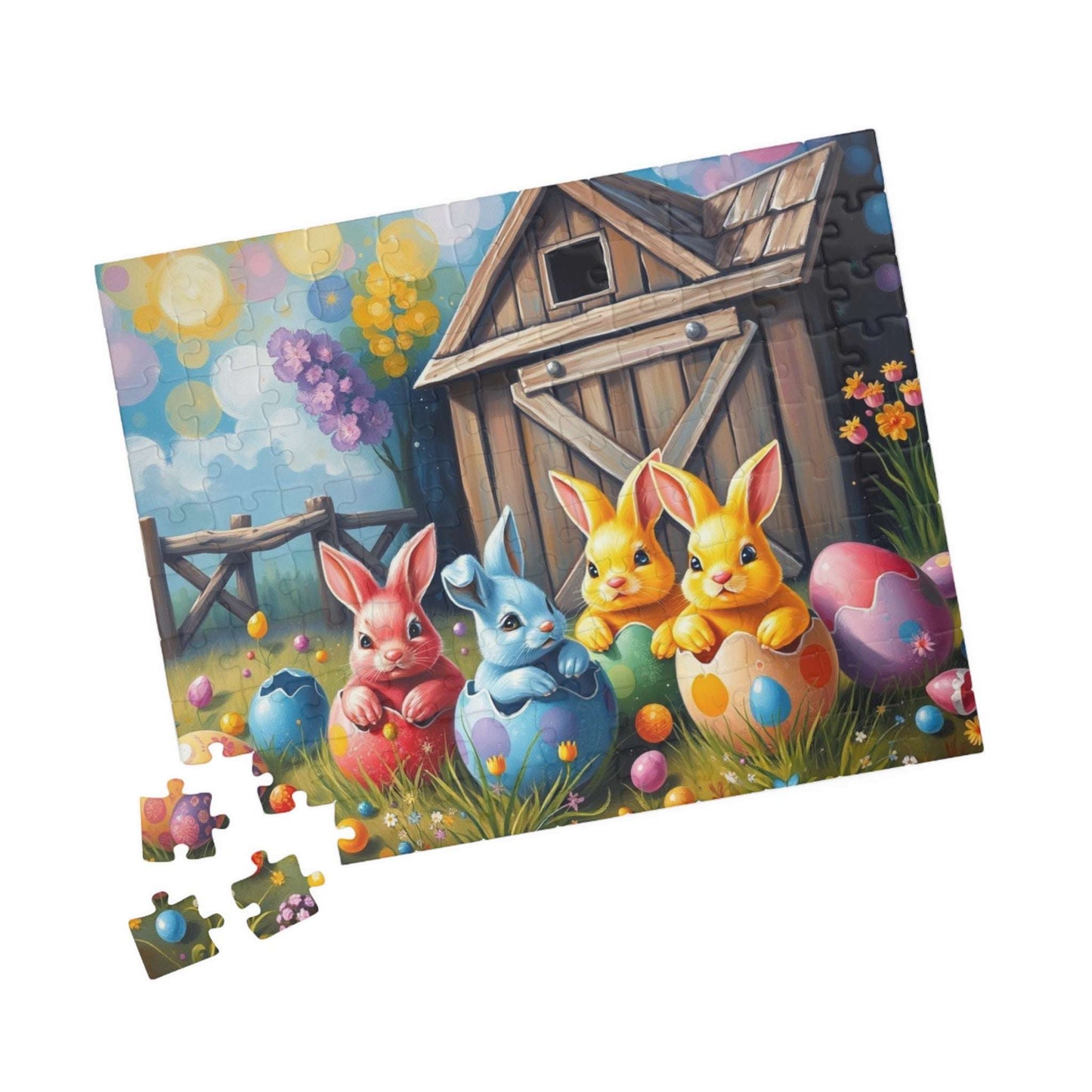 Colorful Bunny Easter Puzzle for Adult, 110-1014 Piece Whimsical Springtime Jigsaw Game, Family Fun, Easter Gift, Brain Teaser Puzzle The Puzzle Chest