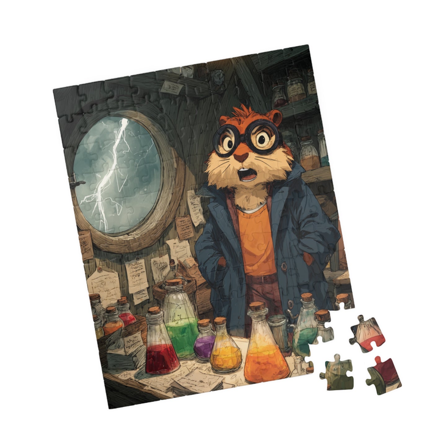 Squirrel Scientist Jigsaw Puzzle - Animal Science-Themed Puzzle, Perfect Gift for Kids, Family Game Night 110 pcs (Vertical) Puzzle The Puzzle Chest