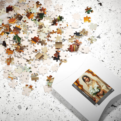 Middle Eastern Bride Puzzle with Gold Ivory Kaftan and Lanterns, Family Friendly Wedding Jigsaw Game, Mindful Activity, Puzzle Lover Gift Puzzle The Puzzle Chest