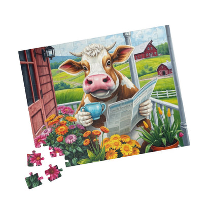 Charming Farmyard Cow Puzzle, Great for Family Fun, Gift for Animal Lovers, 110-1014-piece Jigsaw Game, Perfect for Cozy Nights