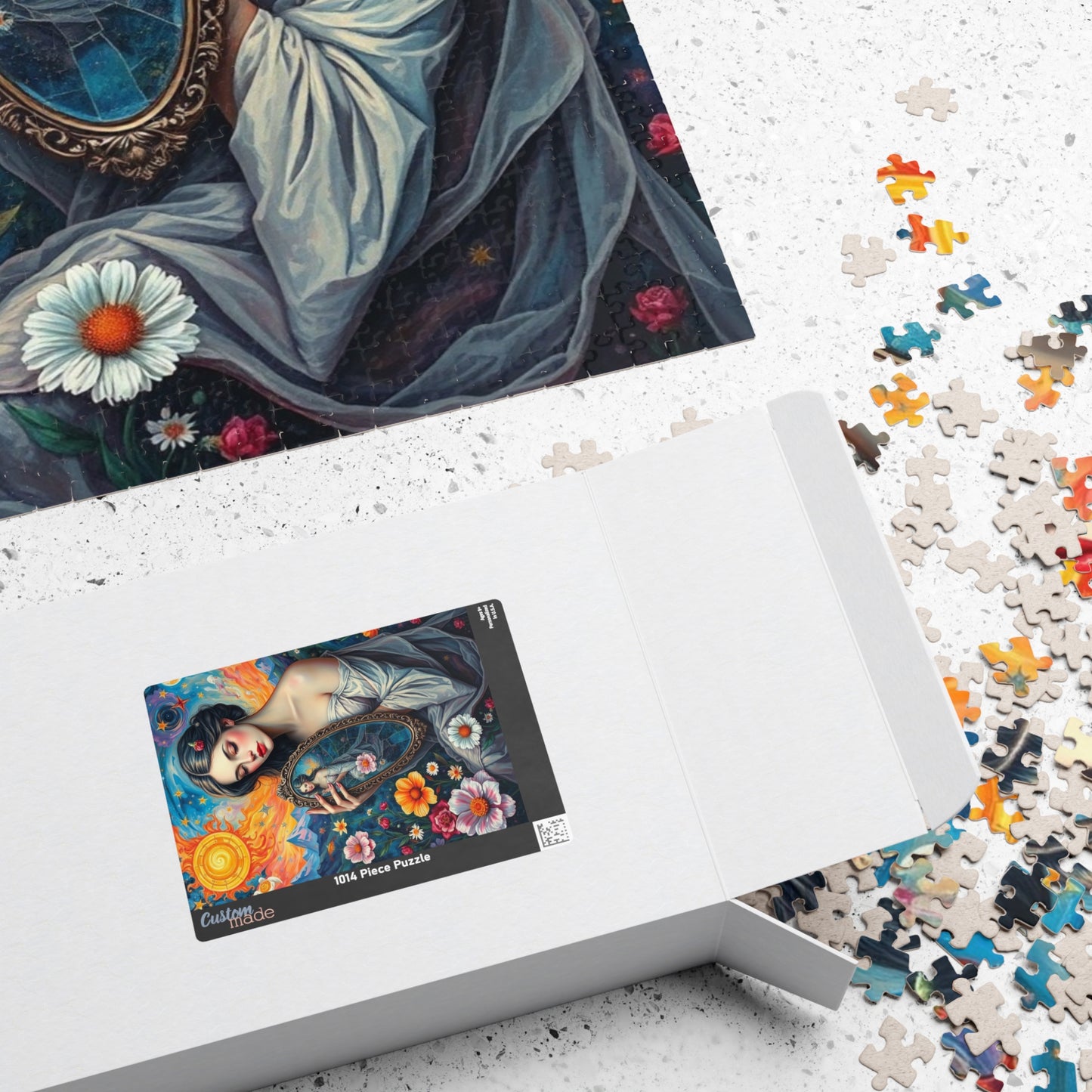 Dreamlike Self-Reflection Jigsaw Puzzle with Vibrant Flowers and Stars, Frida Kahlo Inspired, 110-1014 Piece Gift for Puzzle Art Lover Puzzle The Puzzle Chest