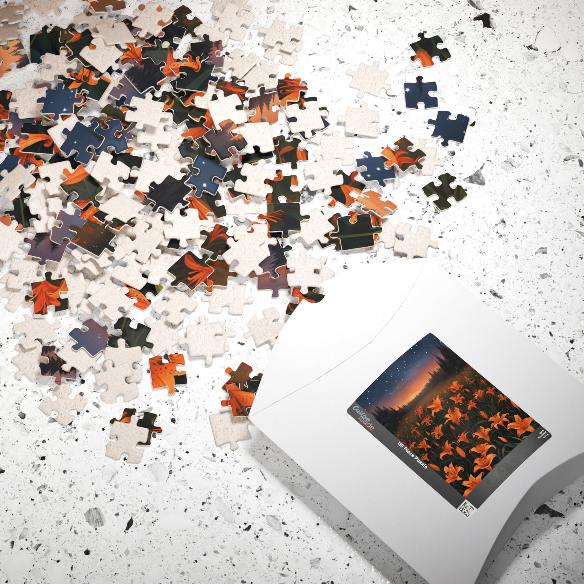 Twilight Tiger Lilies Puzzle, Floral Scene with Starry Sky, Nature-Inspired Jigsaw Game, Ideal Gift for Puzzle Lovers and Art Enthusiasts Puzzle The Puzzle Chest
