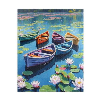 Serenity Afloat Lake Boat Jigsaw Puzzle, Rowboats and Lotus Flowers Landscape Puzzle, Scenic Summer Puzzle for Adult and Families 520 pcs (Vertical) Puzzle The Puzzle Chest