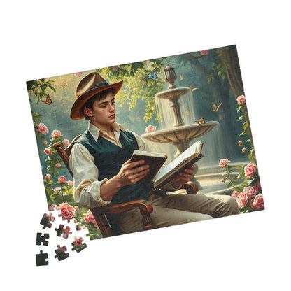 Victorian Garden Sketch Jigsaw Puzzle - 19th-Century Young Male Artist in a Blooming Rose Garden 252 pcs (Horizontal) Puzzle The Puzzle Chest