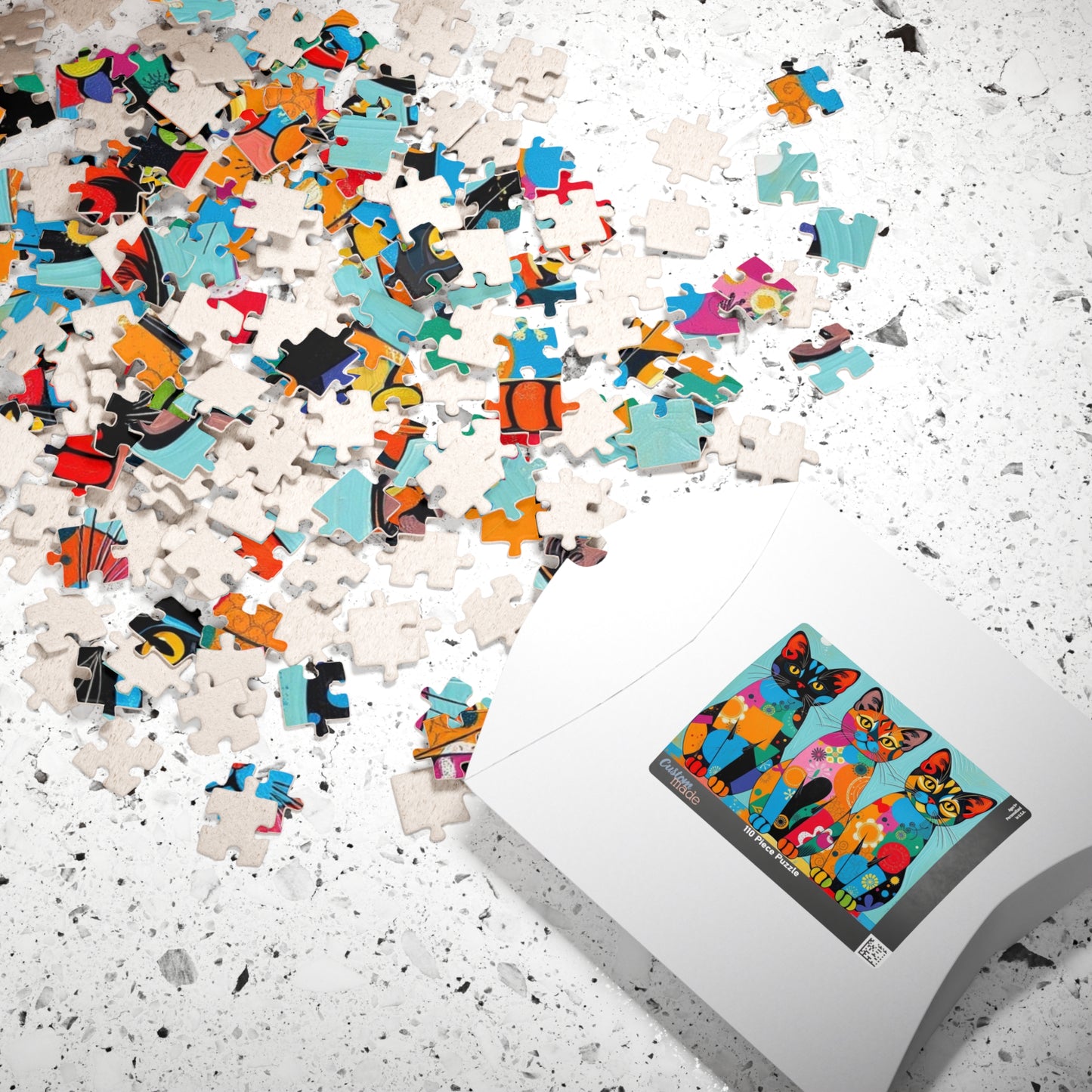 Colorful Cat Puzzle | 110, 252, 520, 1014-piece Pop Art Jigsaw Game | Fun Family Activity, Cat Lover Gift Puzzle The Puzzle Chest