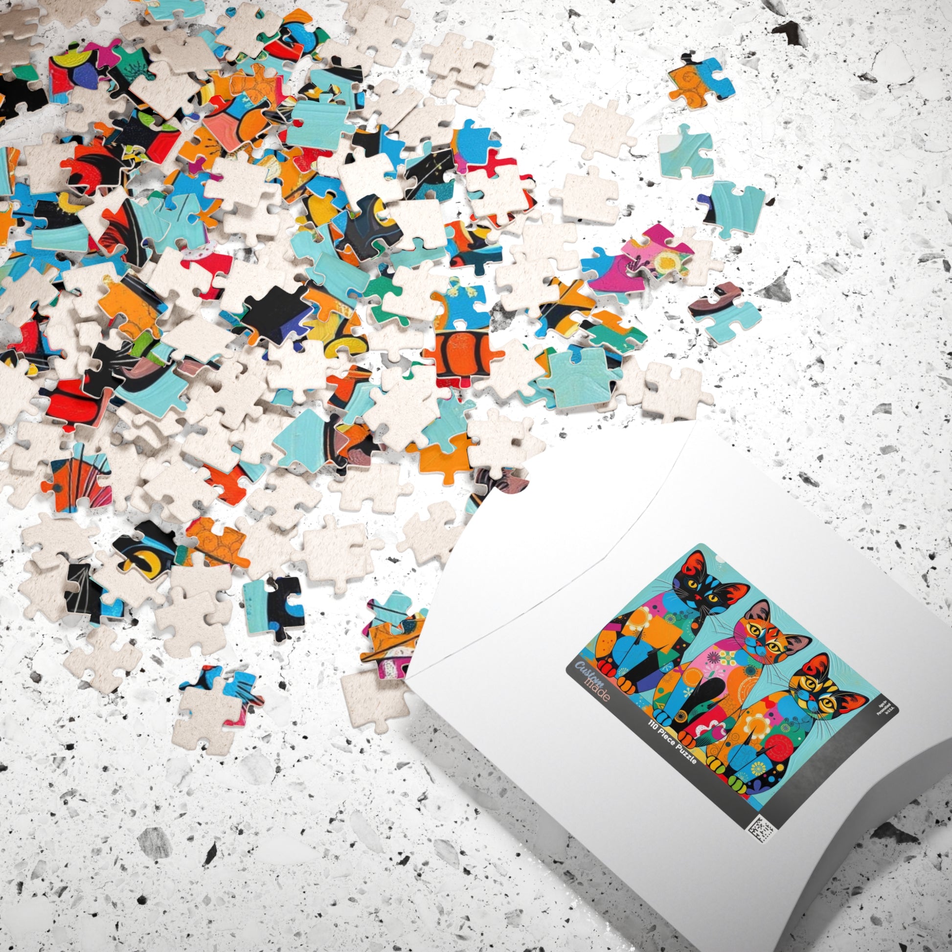 Colorful Cat Puzzle | 110, 252, 520, 1014-piece Pop Art Jigsaw Game | Fun Family Activity, Cat Lover Gift Puzzle The Puzzle Chest