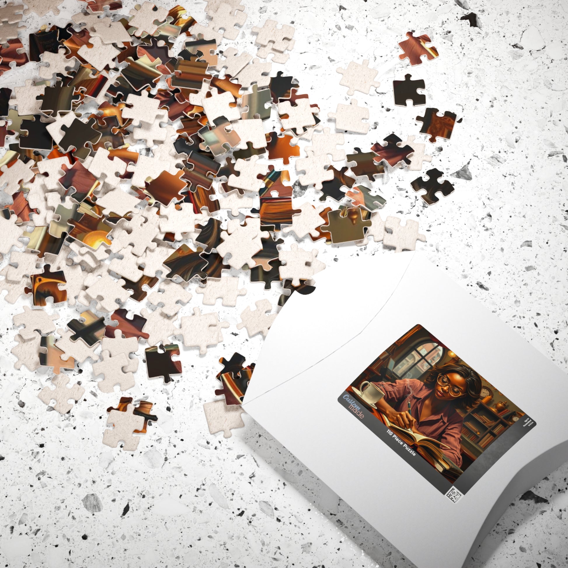 African American Woman Reading Jigsaw Puzzle, Black Art Afrocentric Puzzle Lover Gift for Bookworms, Friends, Family Fun, Mindful Home Entertainment Puzzle The Puzzle Chest