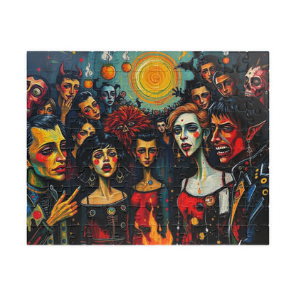 Artistic Halloween-Themed Puzzle, Colorful Character Collage, Perfect for Family Game Night or Solo Fun, Halloween Gift for Puzzle Lover 110 pcs (Horizontal) Puzzle The Puzzle Chest